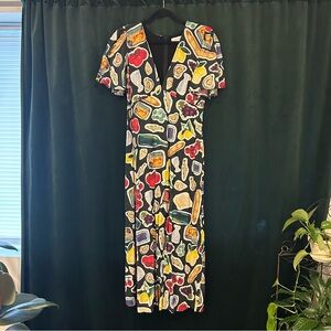 Lisa Says Gah - Food Print Maxi Dress | size small |